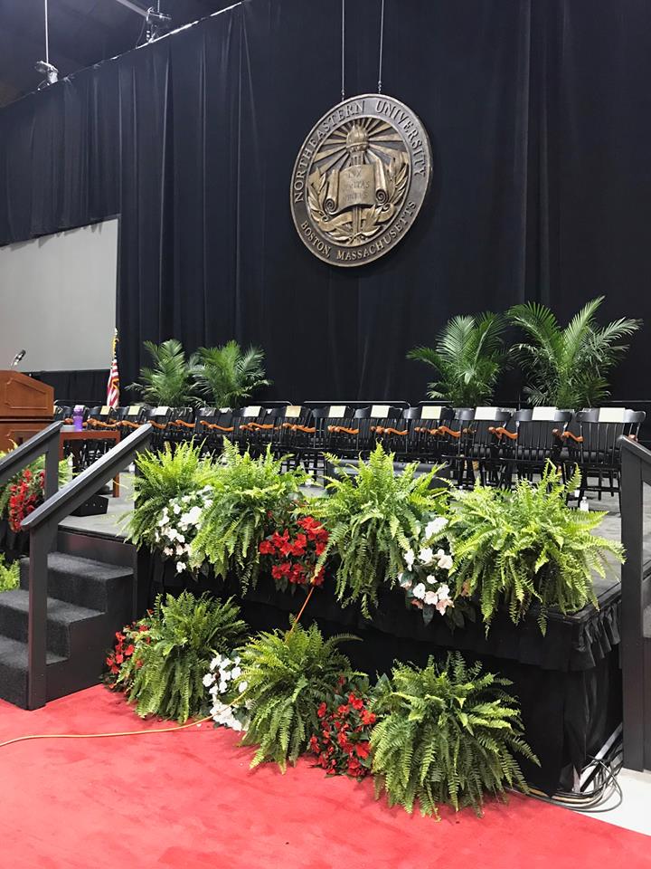 Stapleton Floral arrangements at Northeastern University 2018 Commencement