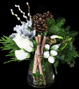Photograph of Woodsey White Winter Floral Design in Boston