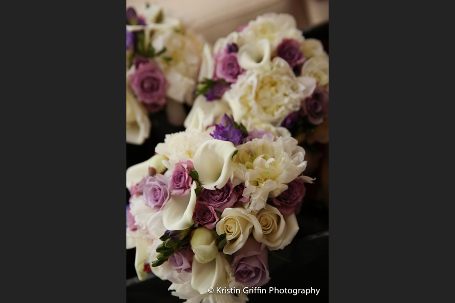 White and purple bouquet of flowers by Stapleton Floral Design