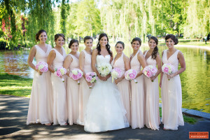 Pale pink bridesmaids dresses