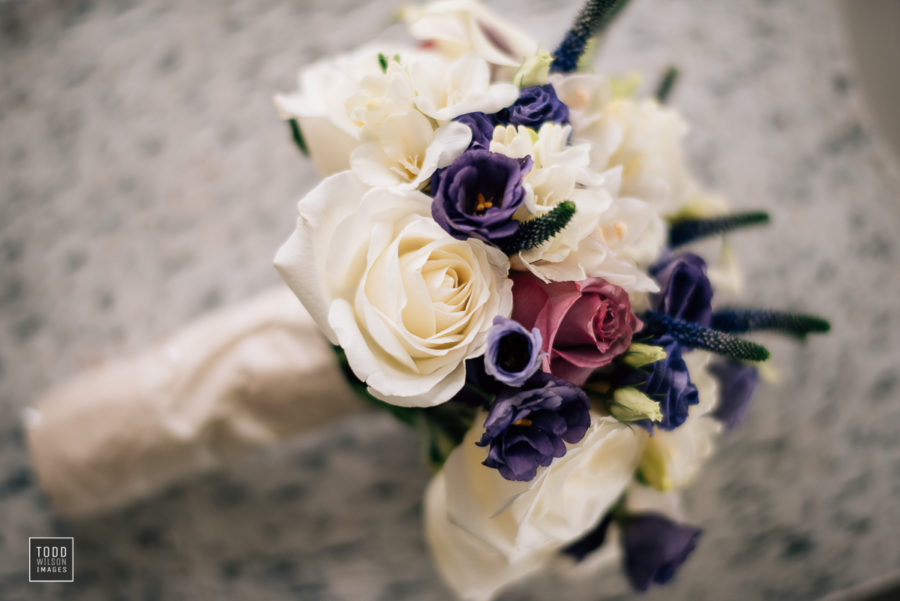 purple and white bridal bouquet by Stapleton Floral Design