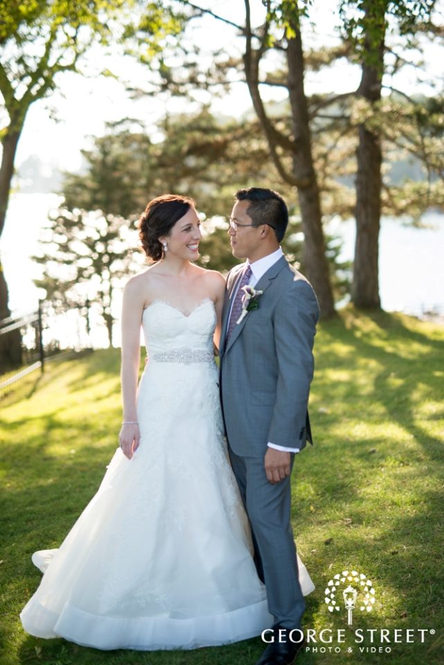 Carla & Ky's Waterfront Fall Wedding Flowers at Endicott College