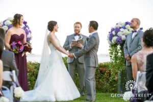 Carla & Ky's Waterfront Fall Wedding Flowers at Endicott College