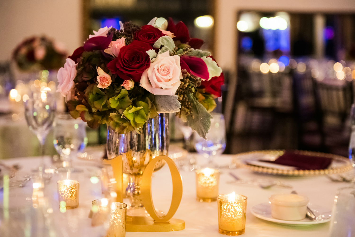 roses centerpieces by Stapleton Floral Design