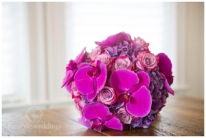 Jewel tone bridal pink and purple bouquet by Stapleton Floral Design