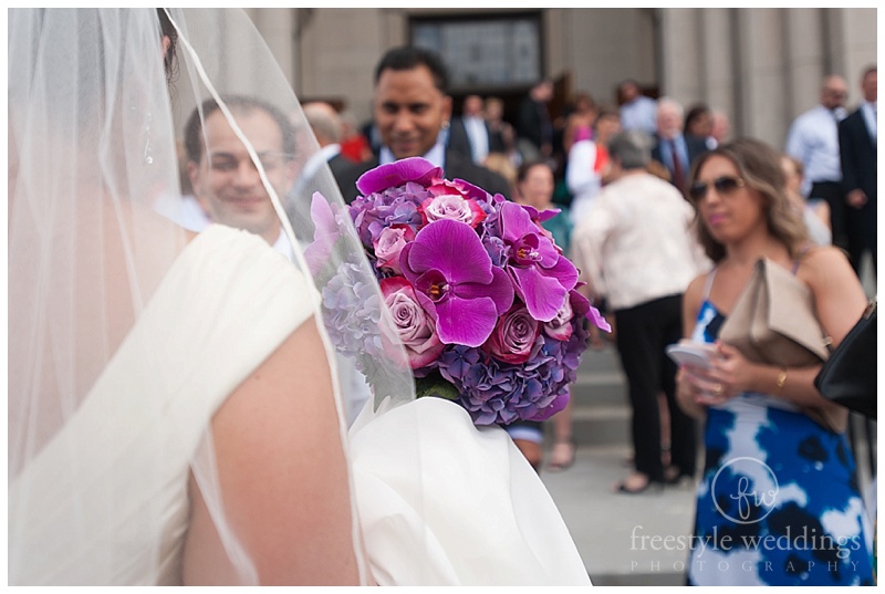 purple and pink bridal bouquet by Stapleton Floral Design