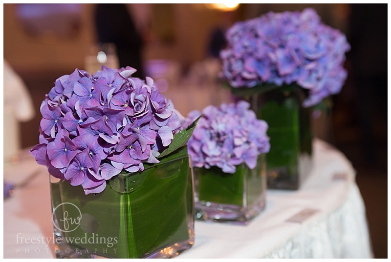Purple flowers wedding centerpieces by Stpaleton Floral Design