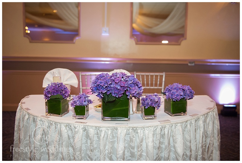 purple hydrangeas wedding centerpieces