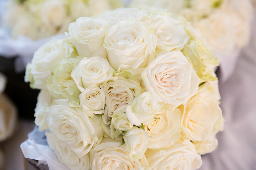 All white and cream bridal bouquet