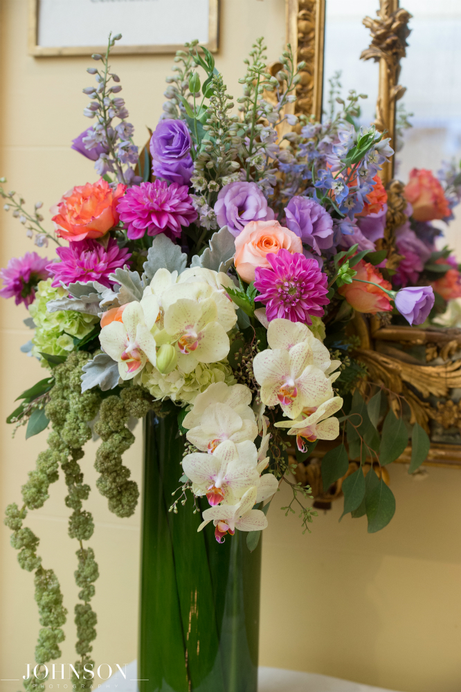 jewel tone floral arrangement by Stapleton Floral Design