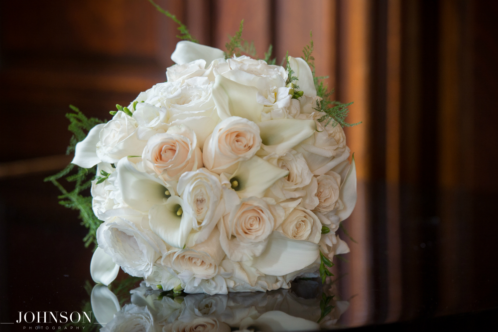 All white rose bridal bouquet by Stapleton Floral Design