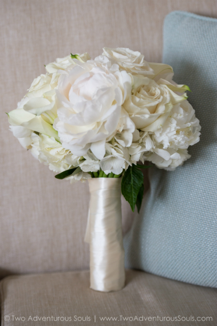 white roses bridal bouquet