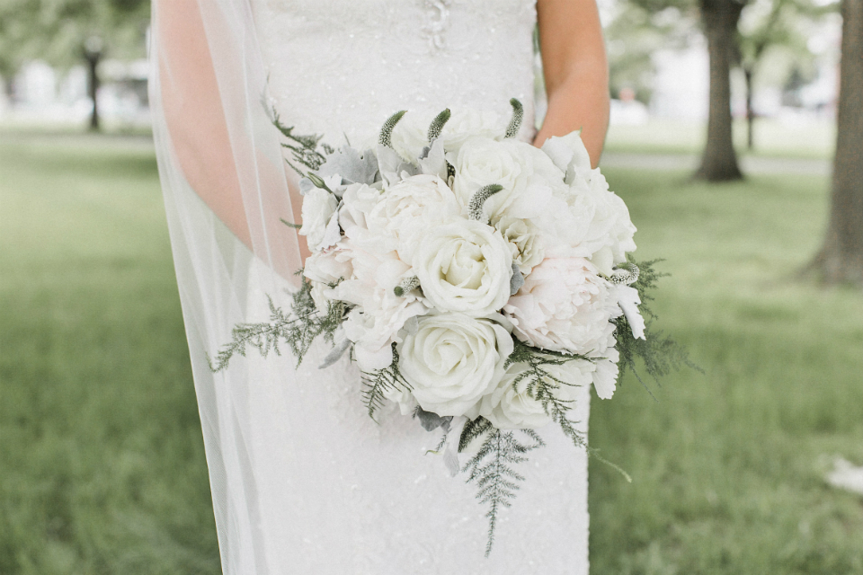 Stunning all white bridal bouquet by Stapleton Floral Design
