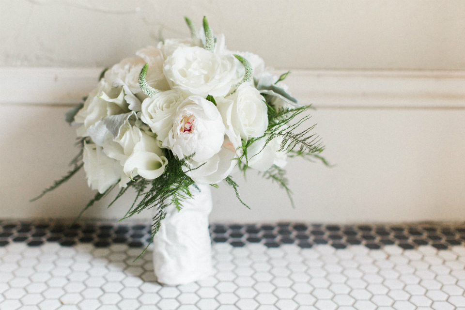 elegant white roses bouquet by Stapleton Floral Design