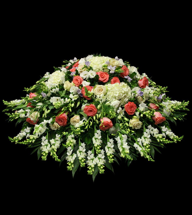 Blanc Peach Casket Spray