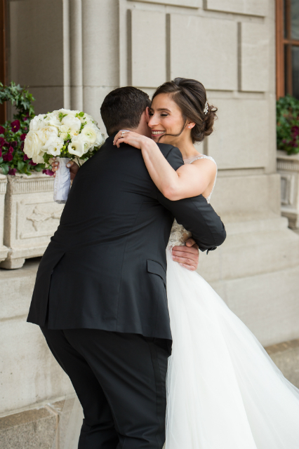 Bride and Groom hugging