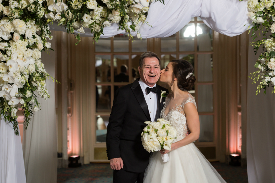 Happy bride and father