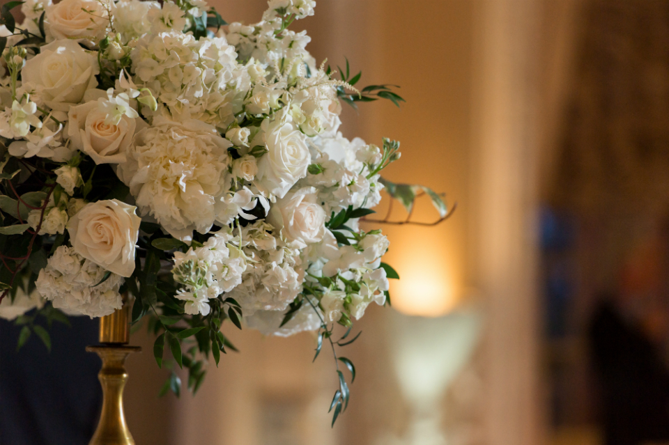 White and cream floral wedding decor
