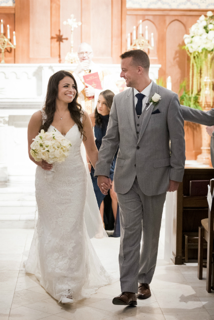 Summer wedding at Our Lady of Voyage - Seaport Shrine