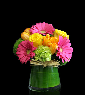 shop seasonal flowers with daisies, roses, and tulips