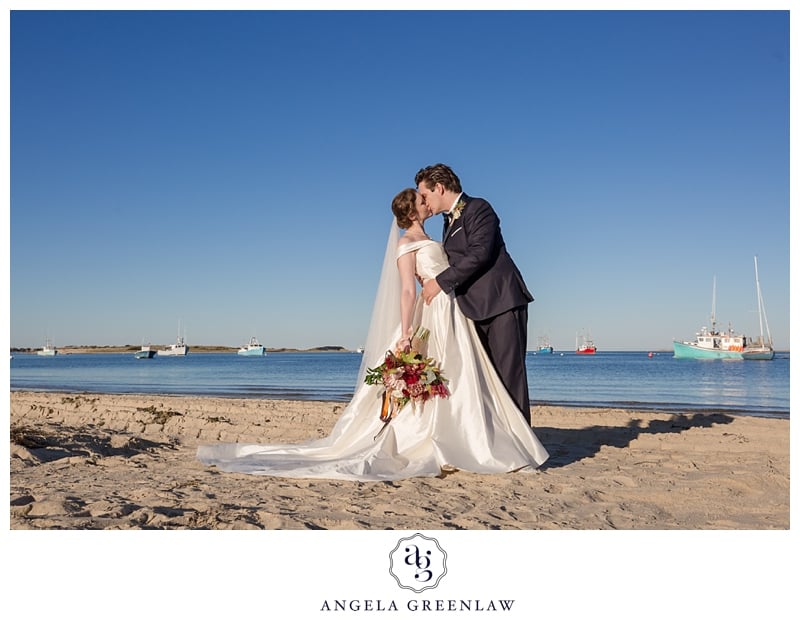 bride and groom on the beach