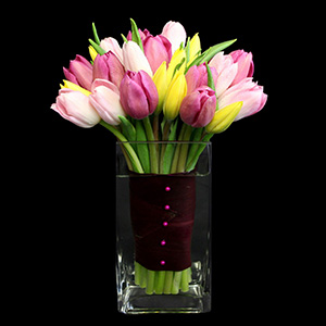 seasonal flowers with pink tulips