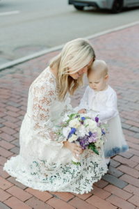 Bride and Daughter with Bouquet