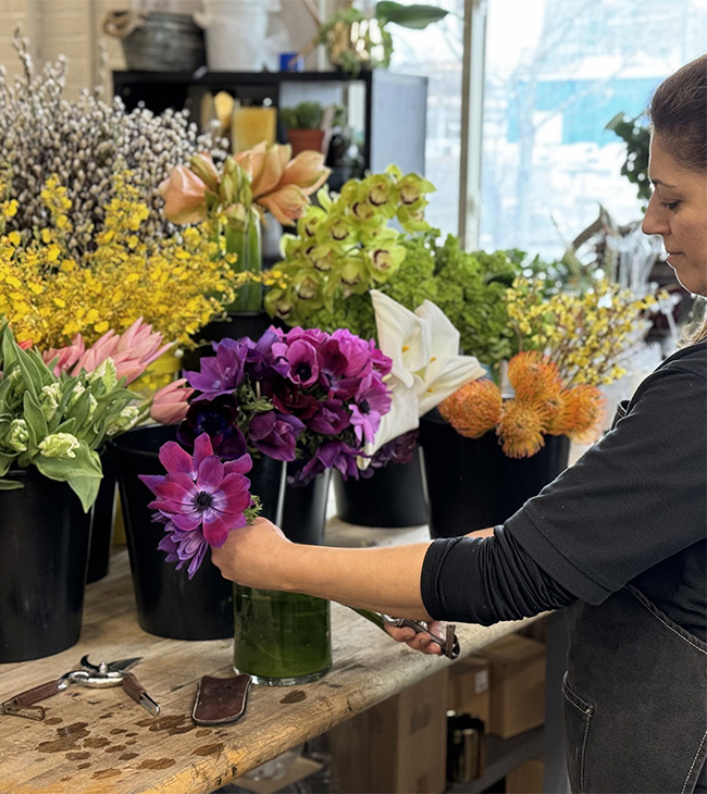 boston florist designing seasonal flowers
