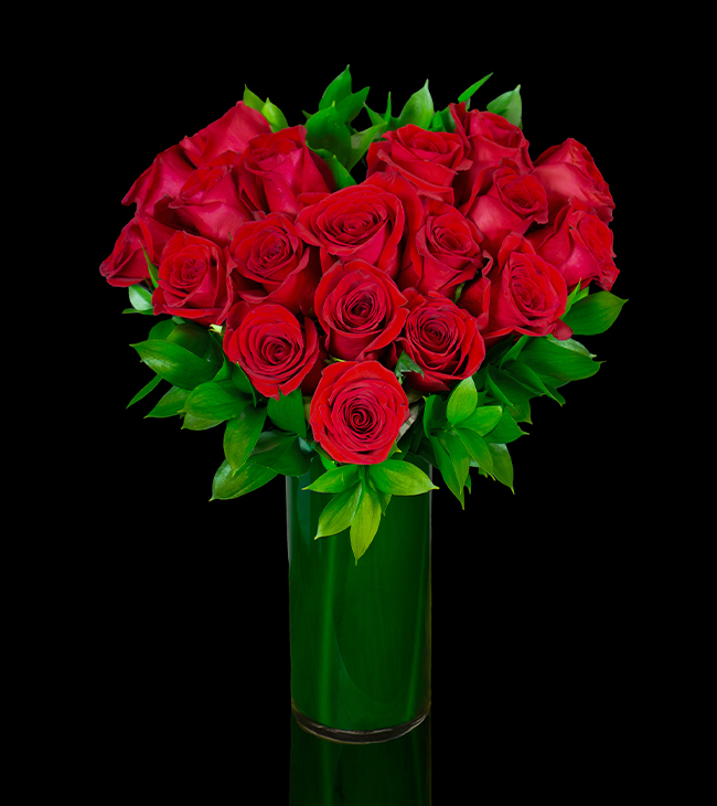 Romantic Red Roses Heart Shaped Vase Arrangement in Boston
